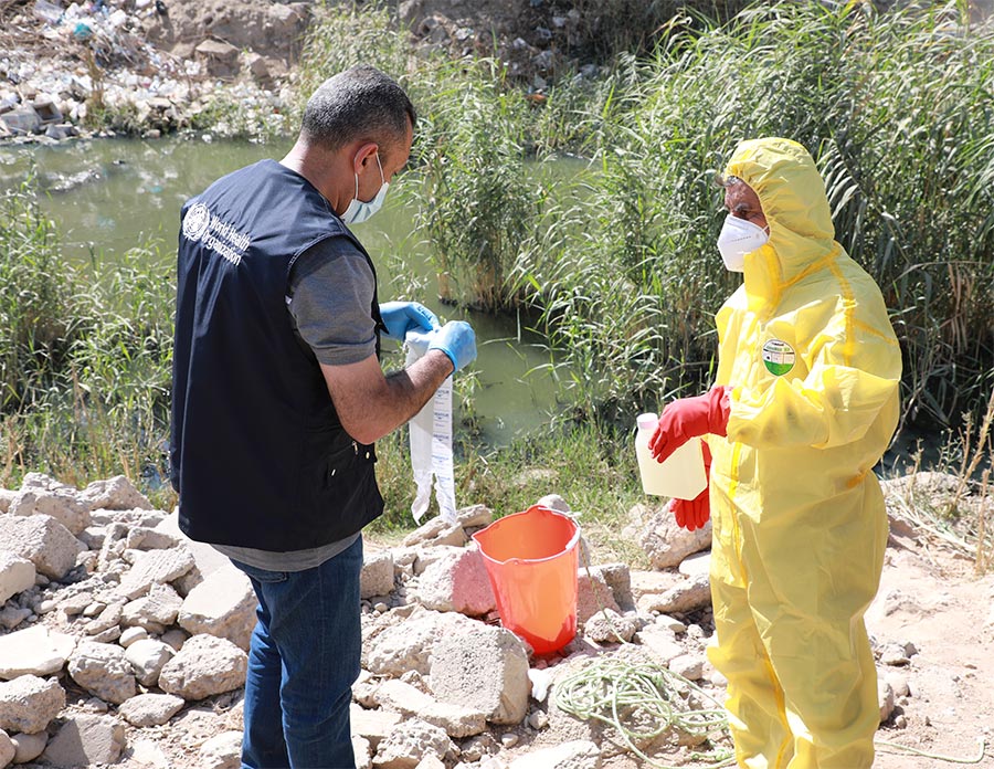 Surveillance and municipality staff from five governorates were trained on sewage sample collection, packaging and transportation of samples to the National Polio Laboratory