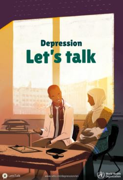 L’image nous montre l’affiche de la campagne « Dépression : parlons-en »