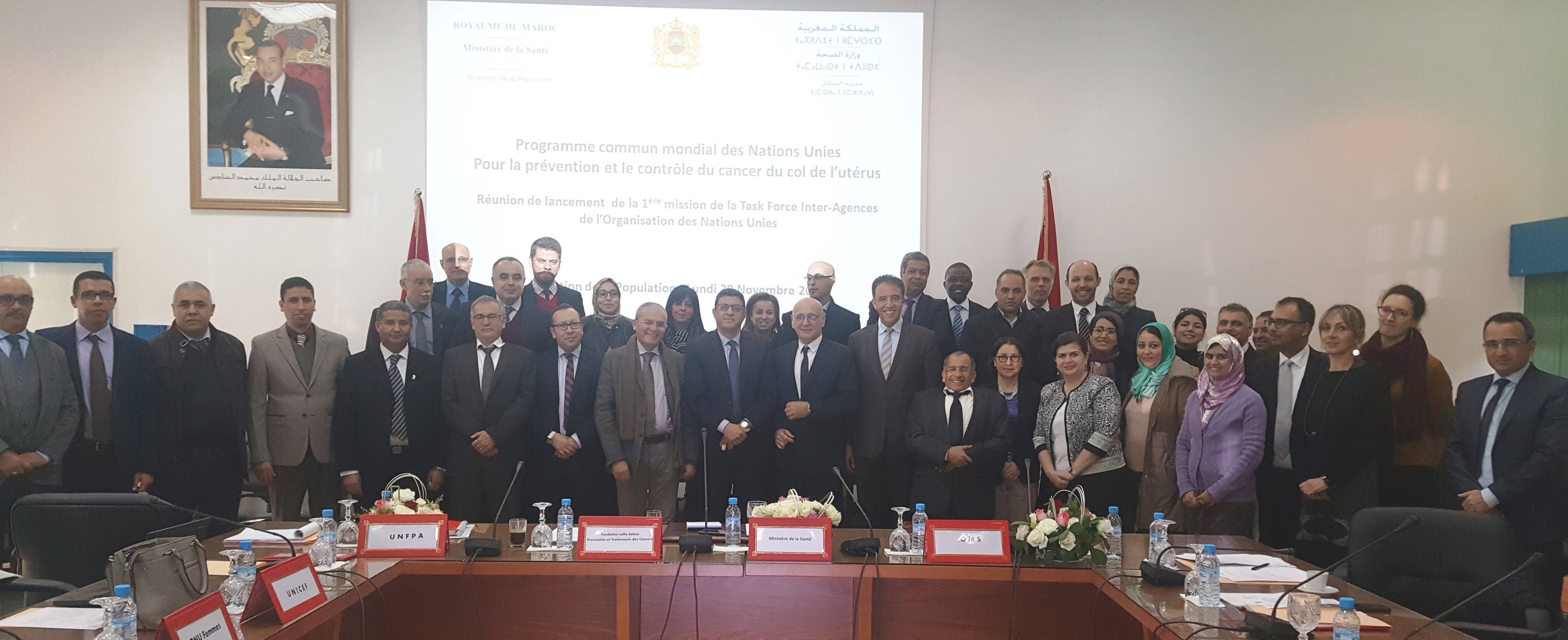 La photo nous montre les participants à la réunion du Groupe interinstitutions des Nations Unies pour la prévention et la maîtrise des maladies non transmissibles