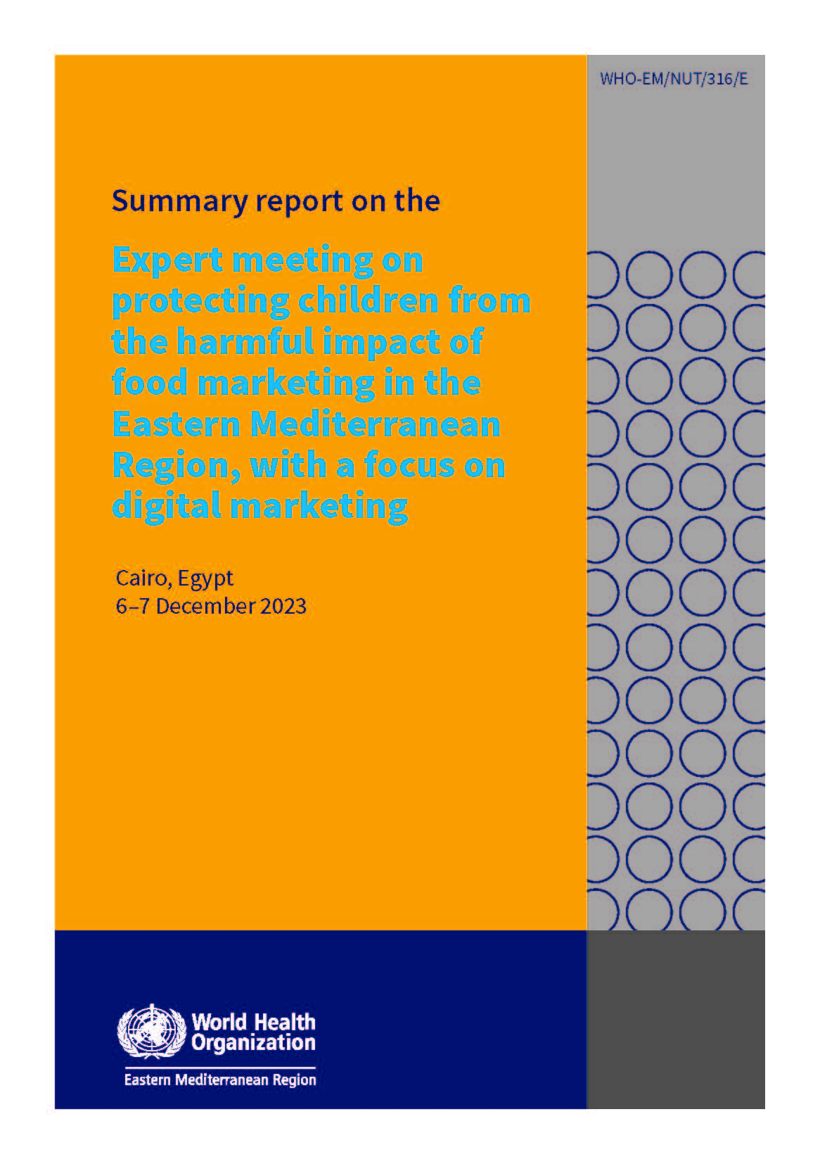 Summary report on the expert meeting on protecting children from the harmful impact of food marketing in the Eastern Mediterranean Region, with a focus on digital marketing