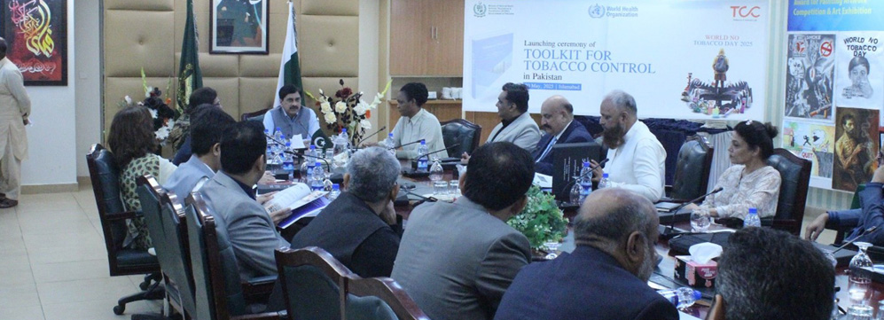 Additional Secretary Health chairing the launching ceremony of the Tobacco Control Toolkit during the celebration of World No Tobacco Day 2025 at the Ministry of Health in Pakistan