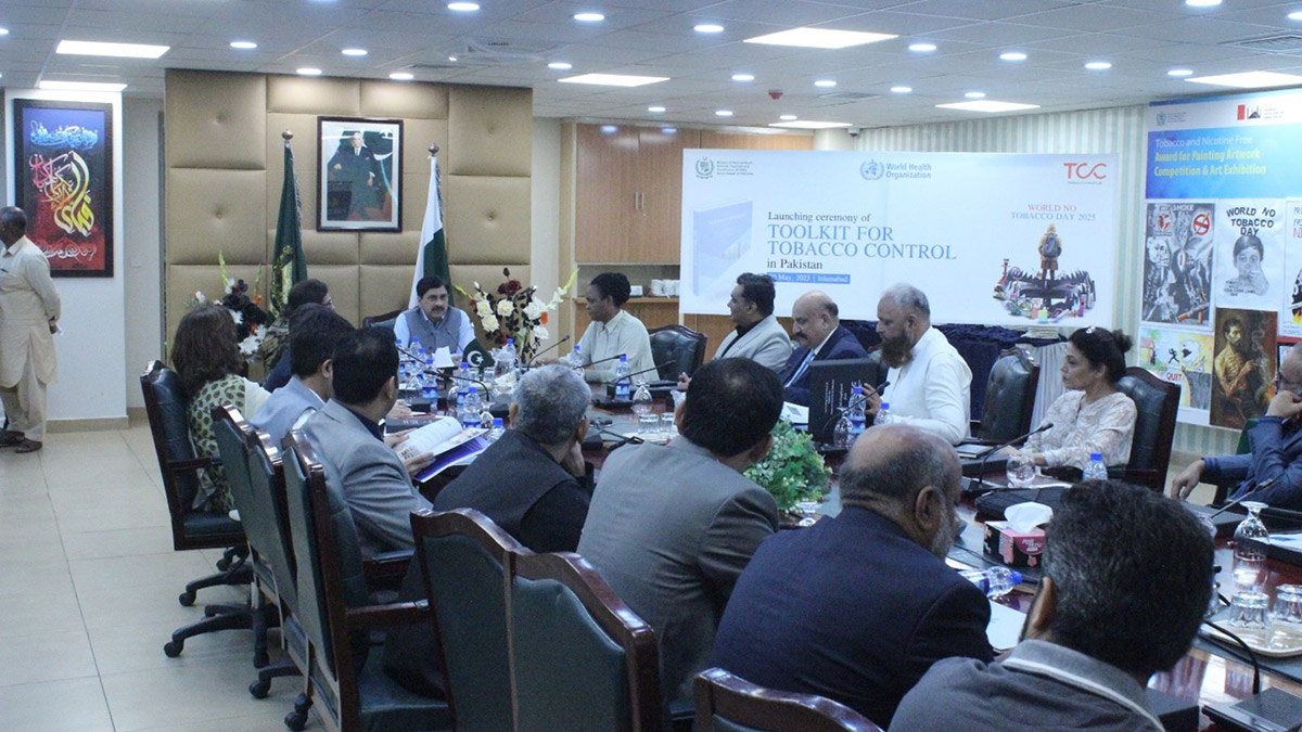 Additional Secretary Health chairing the launching ceremony of the Tobacco Control Toolkit during the celebration of World No Tobacco Day 2025 at the Ministry of Health in Pakistan
