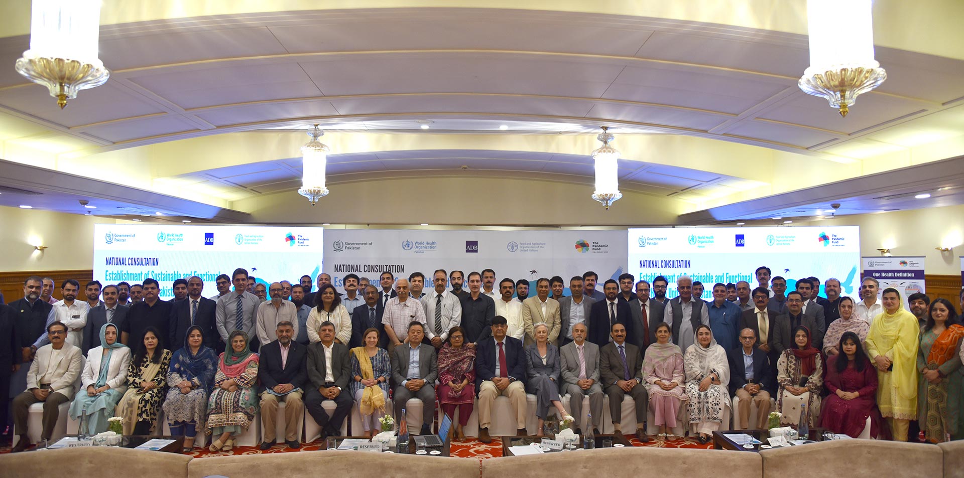 DG Health, representatives of WHO, FAO, ADB, NIH and provincial and regional authorities during the national consultation held in Islamabad to establish One Health units across the country. Photo credit: WHO/Hamid Inam