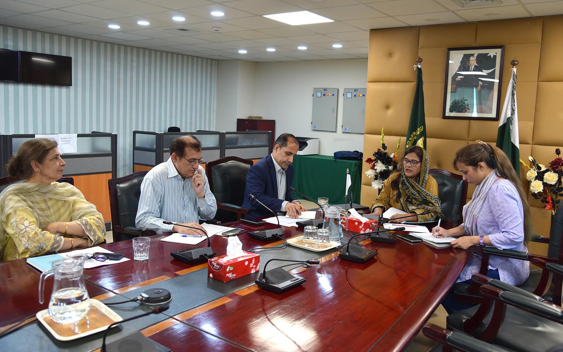 Director General Health Dr Shabana Saleem chairs the Health Sector Coordination Forum held on 8 July 2025. Photo credit: WHO/Hamid Inam