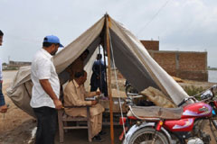 A medical camp in Thatta, Sindh, following the flood 2011