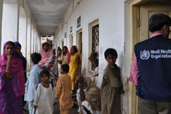 WHO works with local health authorities to serve the population in Thatta, Sindh, following the flood in 2011