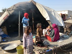 Ms Noorjahan, a Union Council Polio Worker in Rawlpindi, is one of thousands of women working to ensure Pakistan has a polio-free future. She visits a nomadic family in a camp in her area.