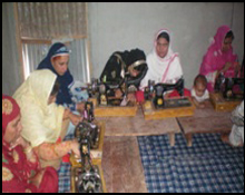 Women at a handicraft training class at a vocational training centre