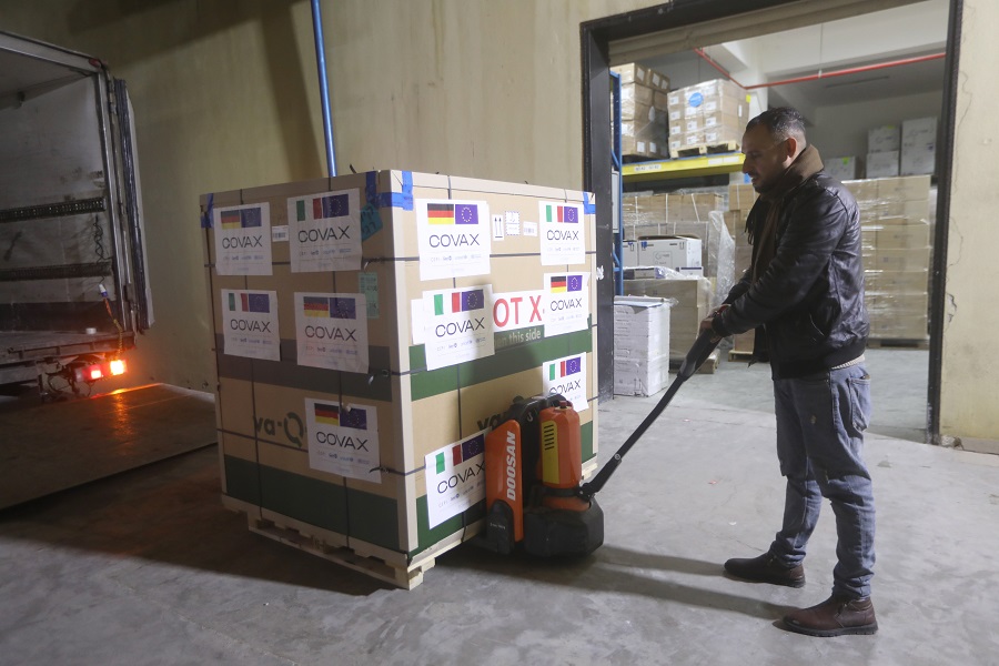 Palestine receives its largest COVAX shipment, funded by the Governments of Germany and Italy
