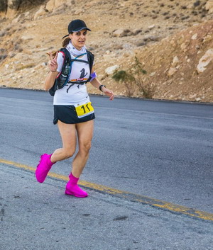 Ala hits the pavement every day running anywhere between 10-15 kilometers in Amman, Jordan. On a Friday she’ll run between 30-35km. She dedicated her run in the Rum International Marathon to ending polio