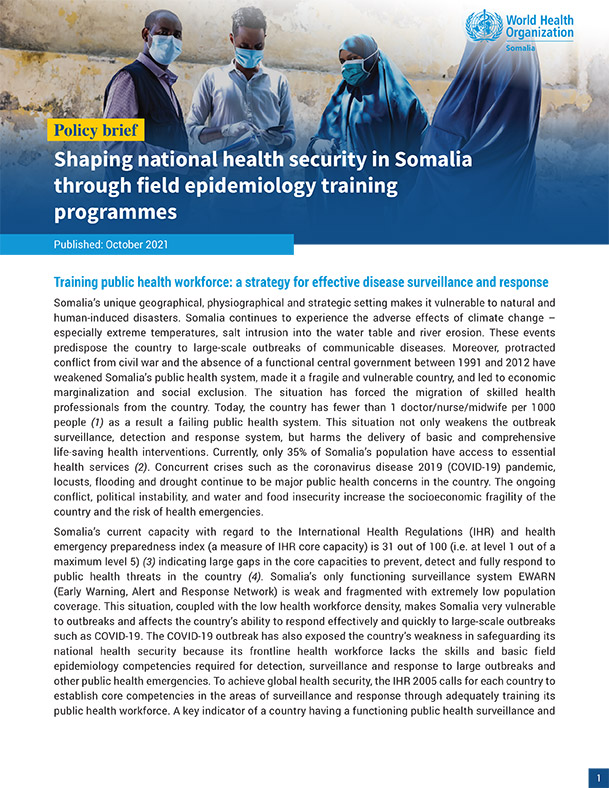 Shaping national health security in Somalia through field epidemiology training programmes