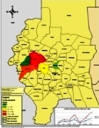 Map of yellow fever affected areas in Darfur.