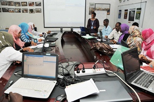 A photo of guinea worm data gathering training conducted for staff of State Ministries of Health.