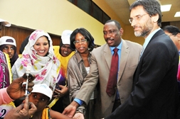 Sudan launched the campaign against Meningitis A with a march along the Nile and was culminated by a launching programme at the Friendship Hall led by the Federal Minister of Health Bahar Iddris Abu Garda, WHO Representative Dr Anshu Banerjee, as well as representatives from UNICEF and EPI Department of the Health Ministry.