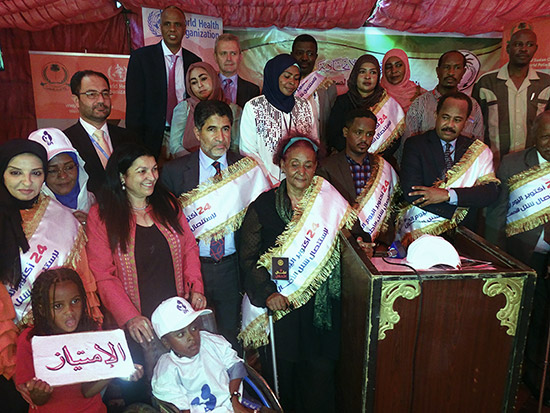 1.	WHO Regional Director Dr.  Ahmed Al Mandhary (3rd left) attending Sudan FMOH celebration on the World Polio Week, Khartoum on 24 Oct 2019. WHO Sudan