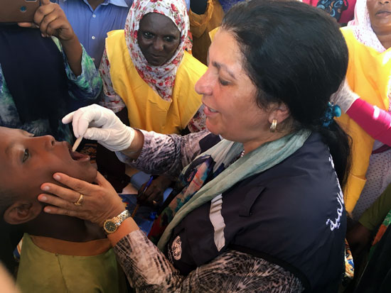 Dr Naeema Al Gasseer, WHO Representative in Sudan takes part in the opening of the OCV campaign in Sinnar