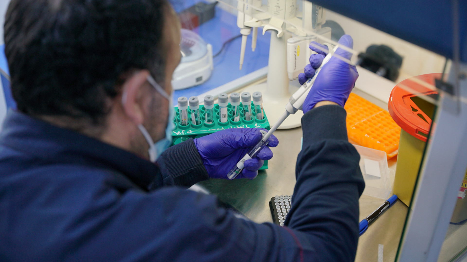 A technician prepares samples for testing at an EWARN laboratory supported by WHO. Photo: WHO