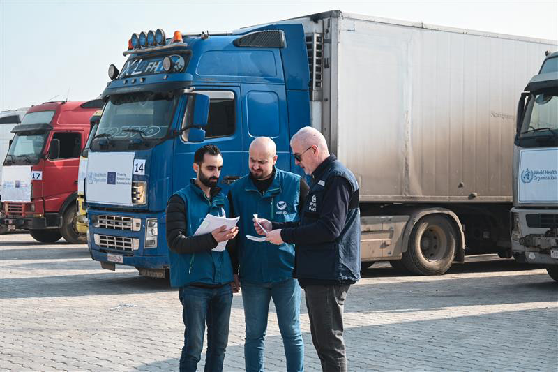 ECHO-funded medical supplies entering Idlib from Türkiye in January 2025 to support health facilities serving vulnerable communities. Photo: WHO