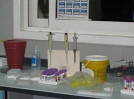La photo montre des outils de diagnostic en laboratoire