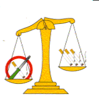 L'image montre une balance de la justice portant dans l'un de ses plateaux, un signe d'interdiction de fumer, et dans l'autre, trois cigarettes en train de se consumer.