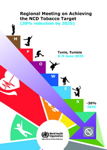 Image shows people going down a staircase, symbolic of bringing down tobacco use 30% by 2025.