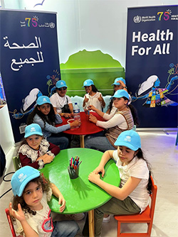 Participations des enfants au concours de dessin, dans le cadre de l’atelier de sensibilisation pour la lutte contre le tabac 
