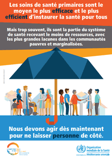 World Health Day 2019 Poster - Primary health care is the most efficifrt and effective way to achieve health for all - French