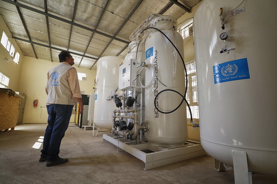 Each oxygen station is has the capacity to fill 200 oxygen cylinders per day, helping to fill the gap of the inpatient and intensive care unit in Al Thawra hospital