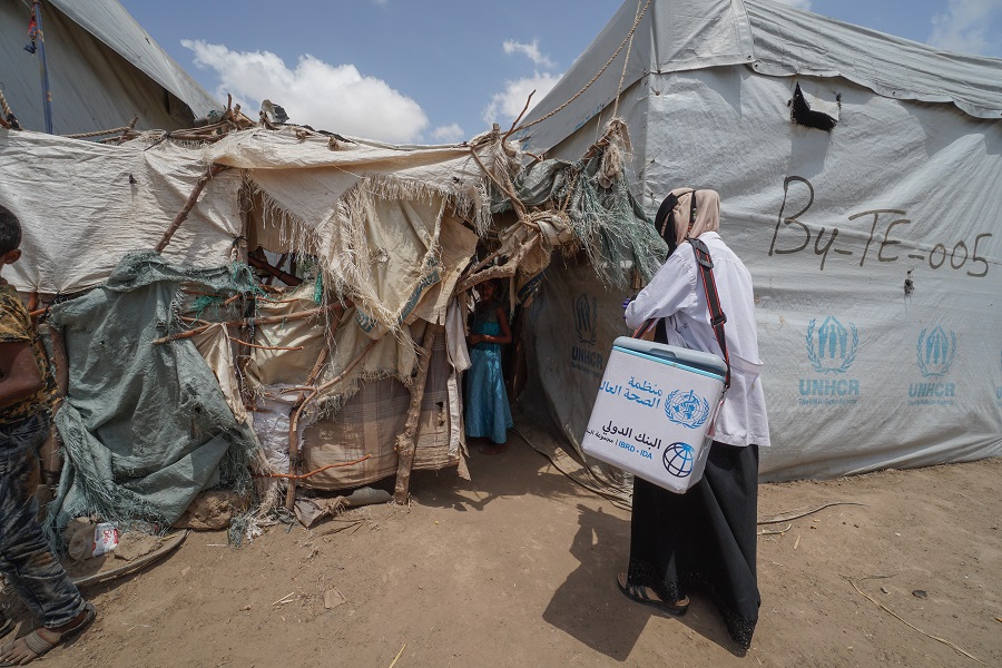 Sometimes, vaccinators in Yemen reach the end of a long and difficult road, only to continue on foot for hours more