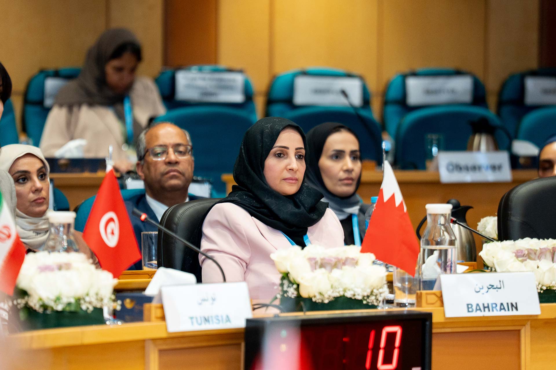 H.E. the Minister of Health of Bahrain Dr Jaleela bint Alsayed Jawad Hasan with Bahrain’s delegation. Photo credit: ©WHO