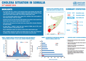 Cholera situation in Somalia, August 2016