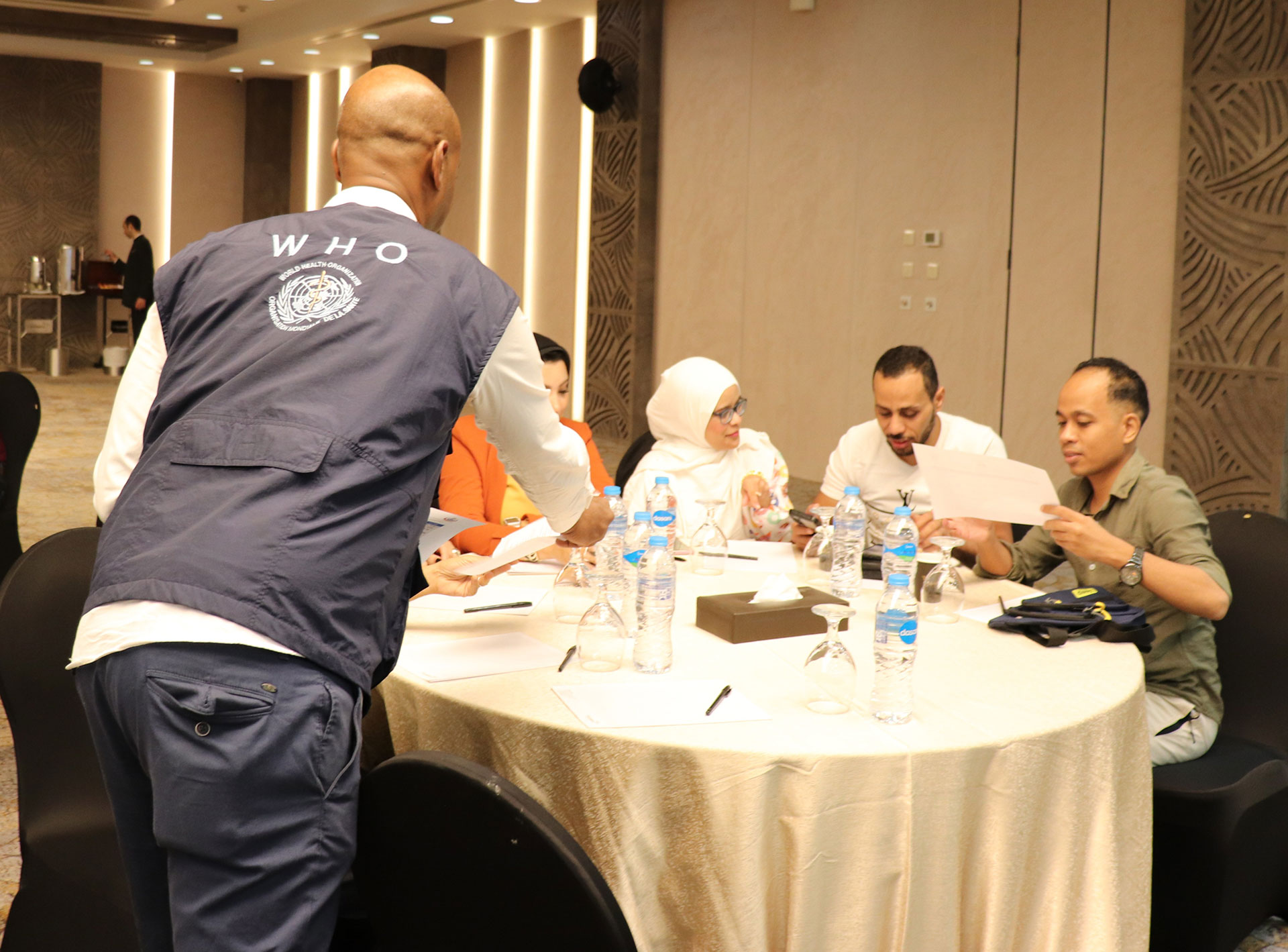 WHO staff member provides support to participants during the discussions. Photo credit: WHO/WHO Egypt