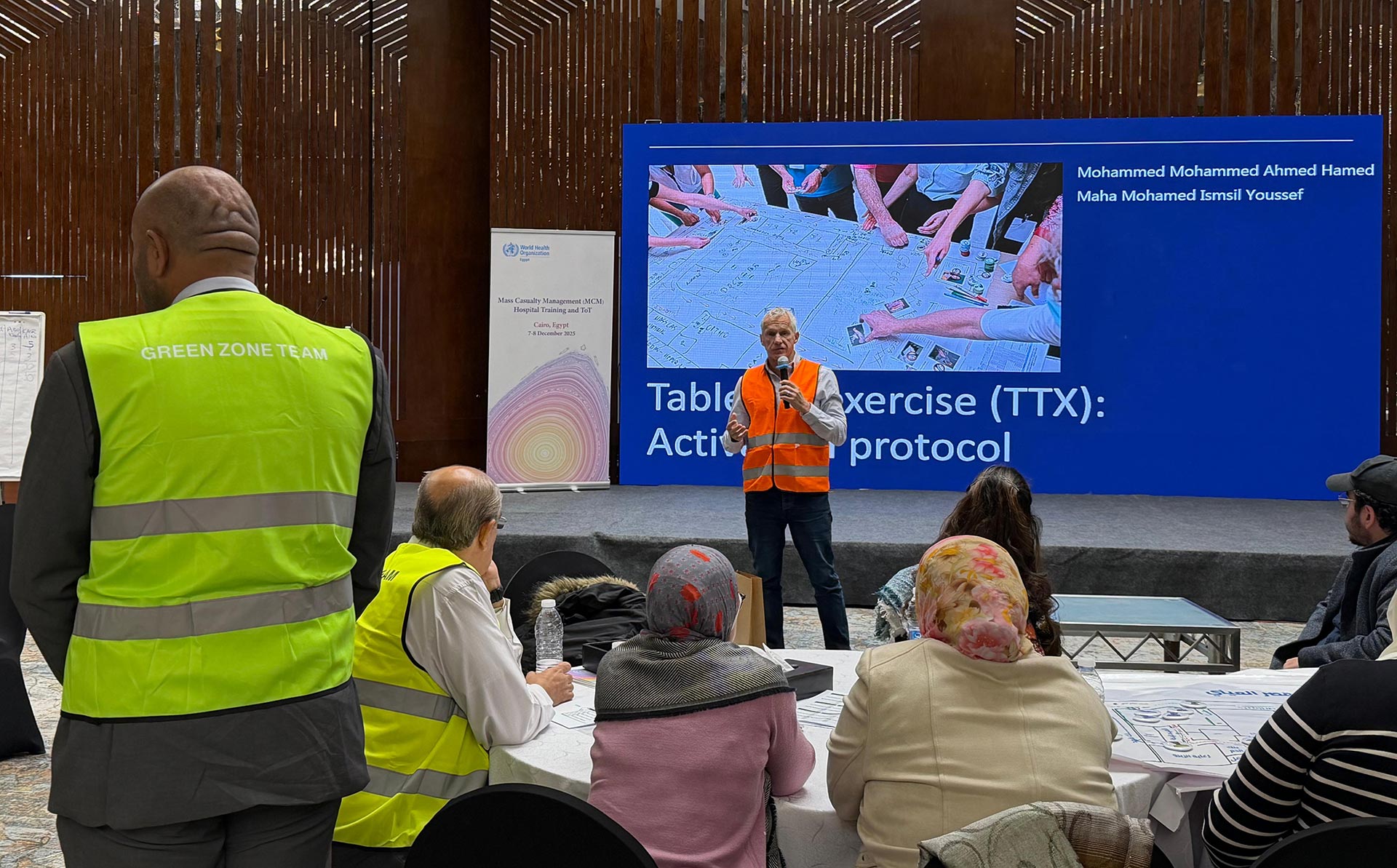 WHO team delivering a presentation during the MCM training, Cairo/Egypt. Photo credit: WHO Academy