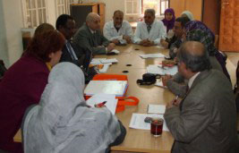 A photograph of the mission consultants during round table discussions