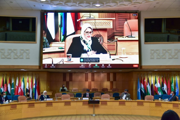 Egypt’s Minister of Health and Population, H.E Dr Hala Zayed, who was elected as a co-chair for the subcommittee making her interventions during the inaugural meeting