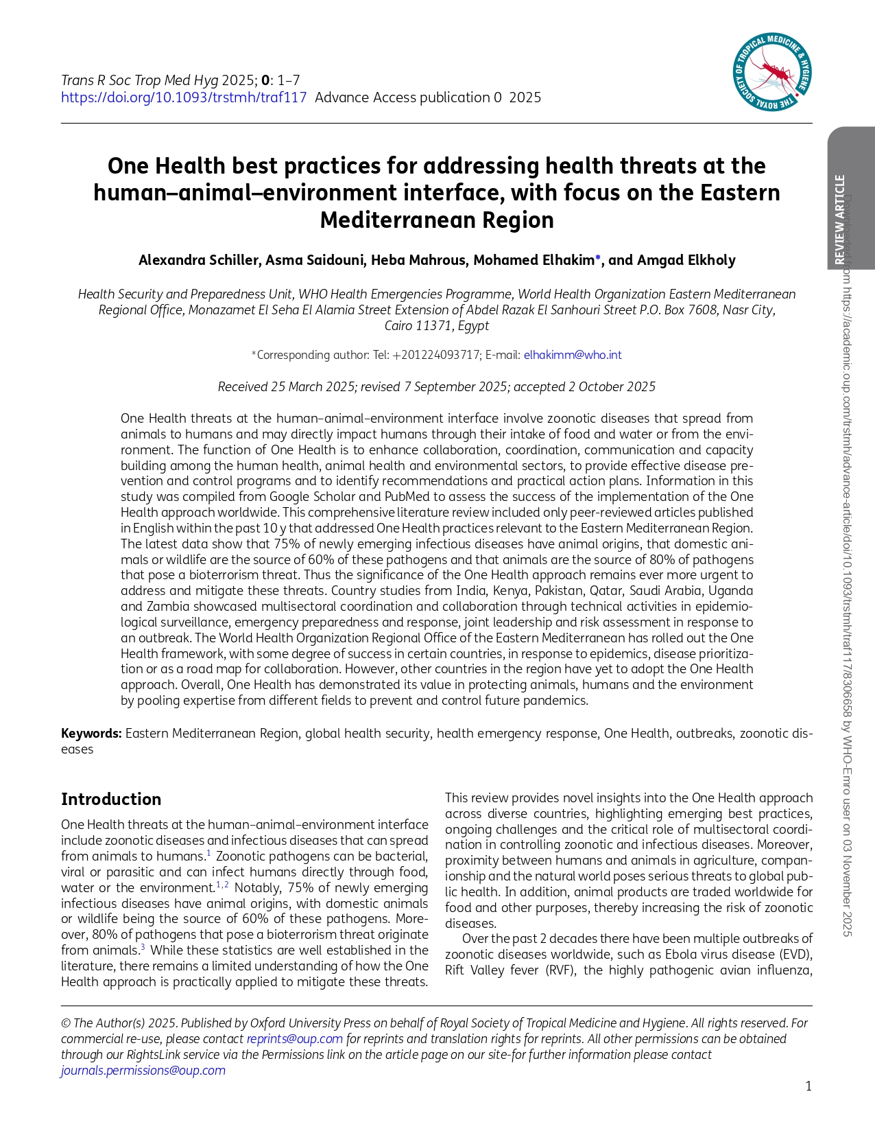 One health best practices emr