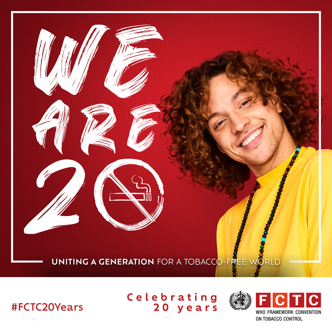WHO FCTC 20-year anniversary social media card 1 - English