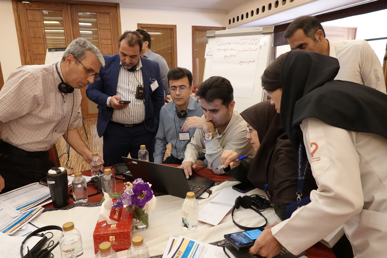 The ToT included group work discussions  and exercises on the 5 steps of WASH FIT. Photo credit: WHO Iran