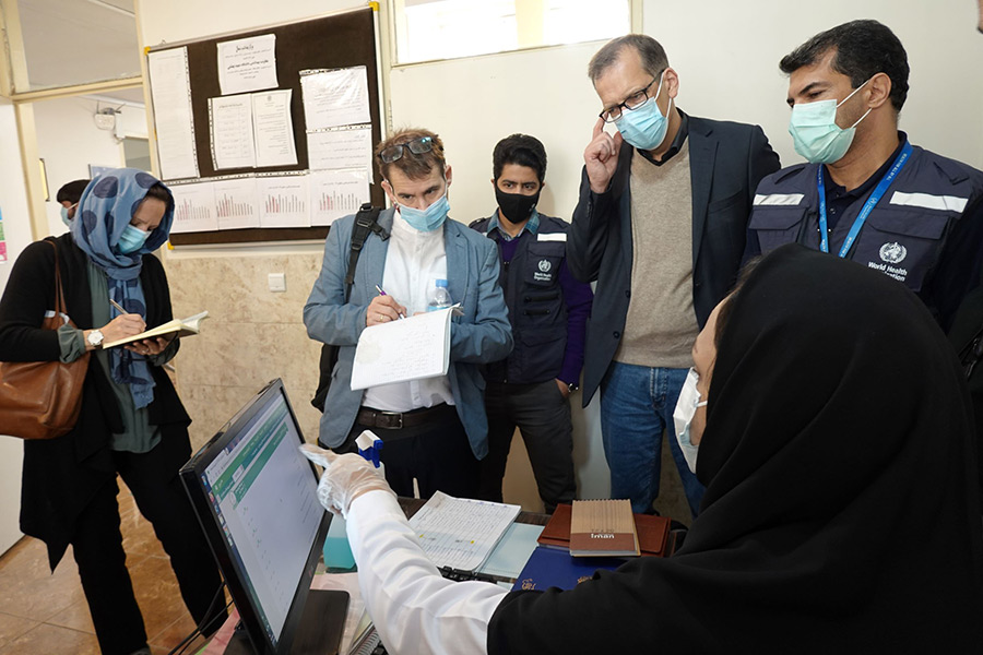 RKI team are briefed on the surveillance system at a primary health care facility in Tehran, Iran. Photo: WHO/ Islamic Republic of Iran