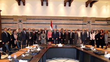 UN agencies representatives' stand for group photo with Prime Minister Tamam Salam