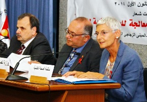 From right to left Representatives of WHO, Ministry of Public Health, and local NGOs