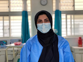 Recipient of WHO critical care/ICU training Dr. Razia Ghafaari, sole woman doctor at the Afghan-Japan Hospital, the largest COVID-19 referral hospital in Kabul, Afghanistan