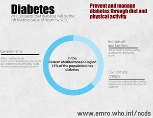 Image of regional infographic on actions needed to prevent and manage diabetes.