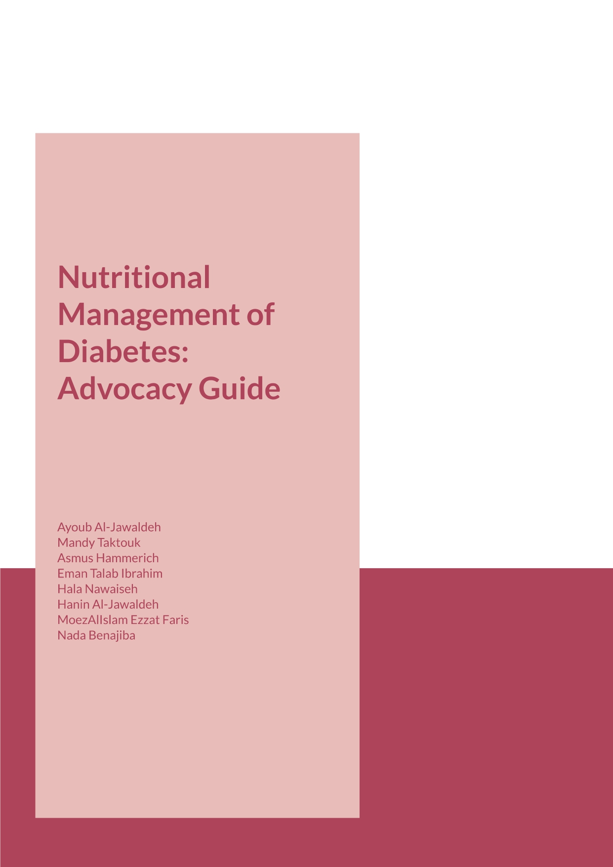 Nutritional management of diabetes: advocacy guide Nutritional management of diabetes: advocacy guide