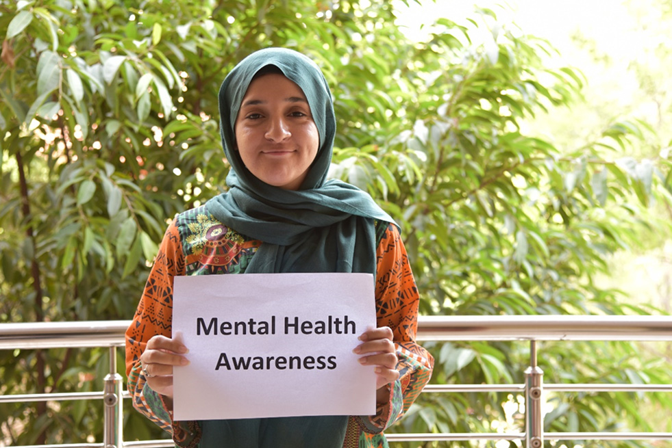 Hijab Fatima, a psychology student at NUST, advocates for mental health services and awareness. Photo credit: Sara Akmal/WHO Pakistan