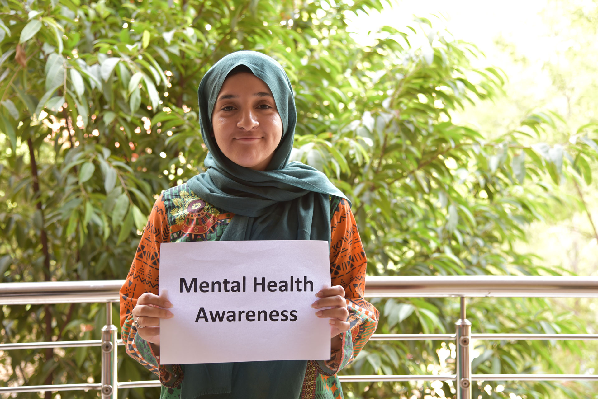 Hijab Fatima, a psychology student at NUST, advocates for mental health services and awareness. Photo credit: Sara Akmal/WHO Pakistan