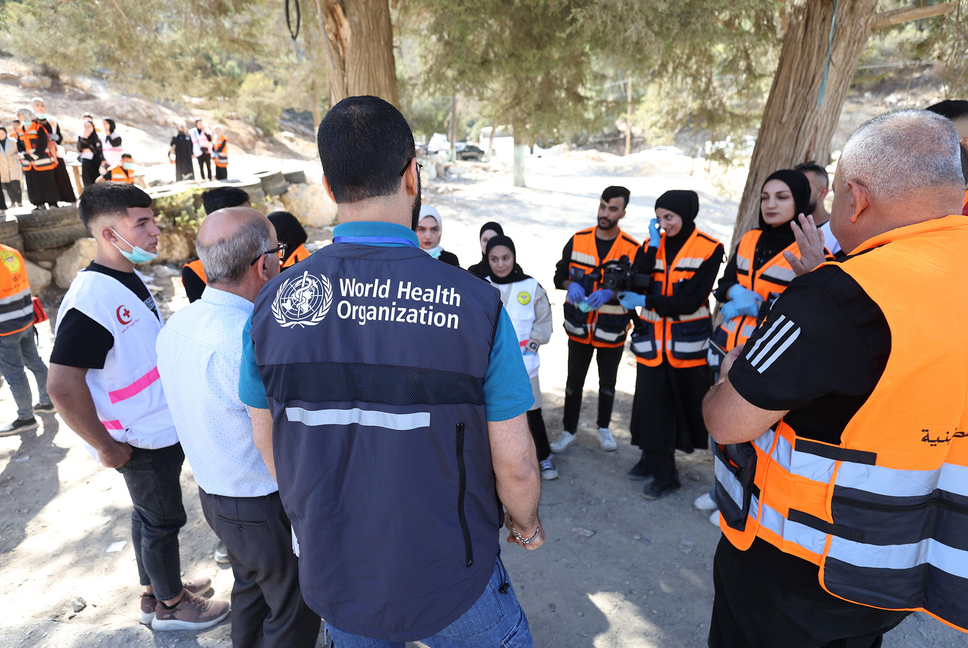 rauma training and drill delivered in collaboration with PMRS in Hebron. Photo credit: WHO oPt