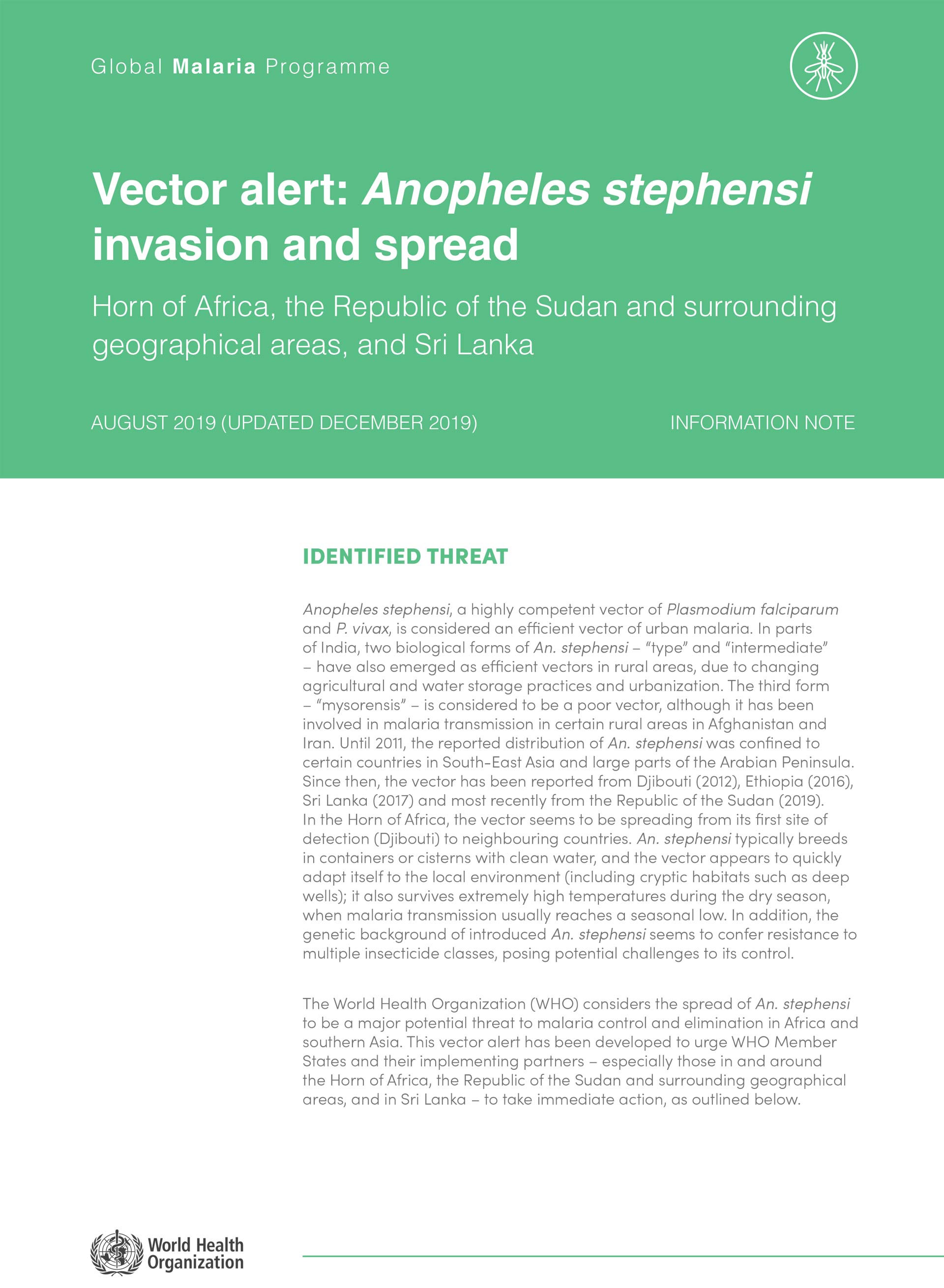 Vector alert: Anopheles stephensi invasion