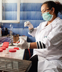 A female scientist conducting laboratory-based research