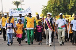 Hundreds of young and old joined the march along Nile avenue which was led by WHO Representative Dr Anshu Banerjee and Federal Minister of Health Bahar Iddris Abu Garda.